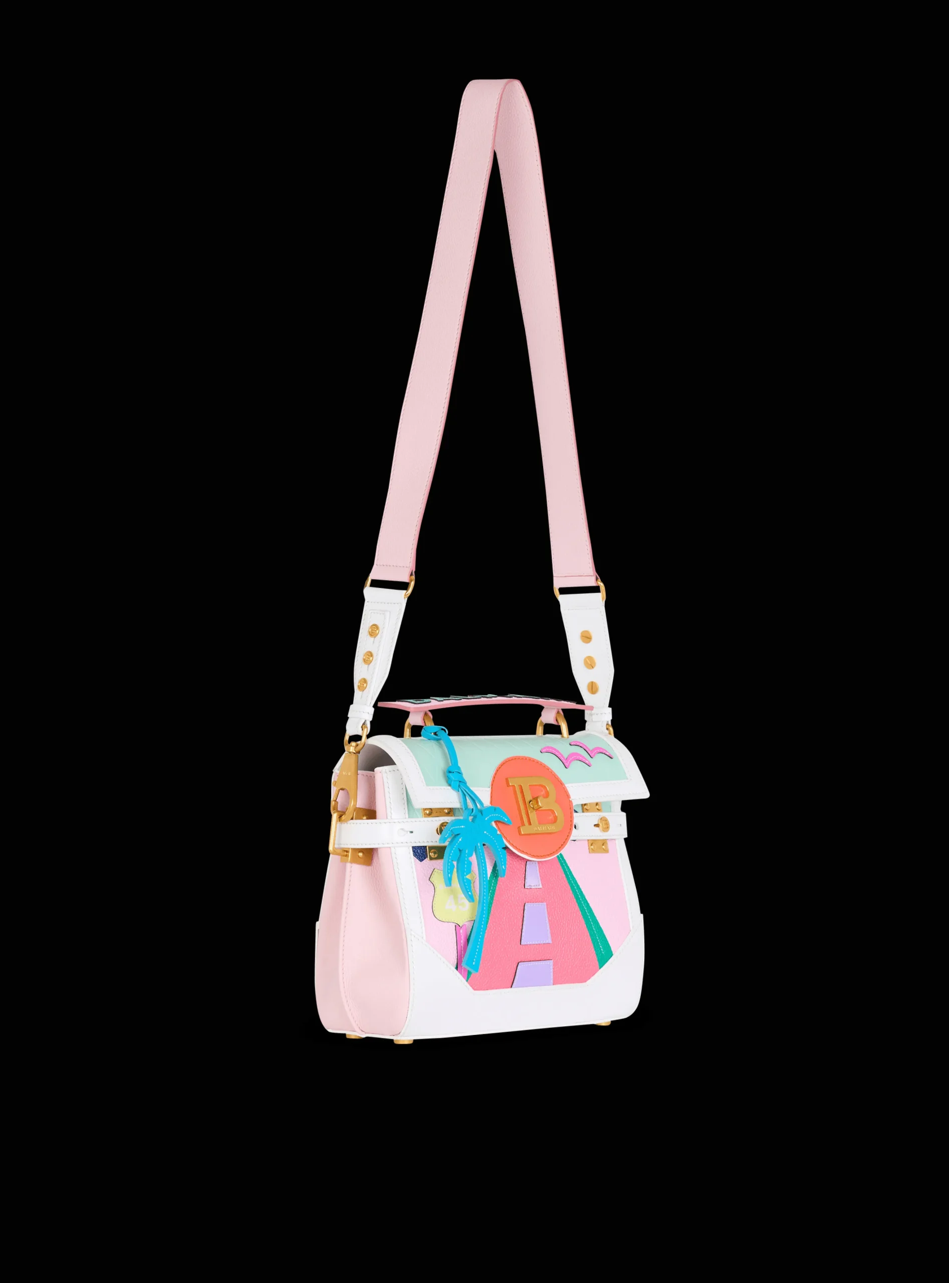 B-Buzz 23 Calfskin And Postcard Patchwork Bag-Balmain Clearance
