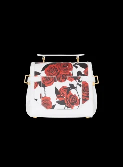 B-Buzz 23 Calfskin Bag With A Roses Print And Embossed Grid Motif-Balmain Flash Sale