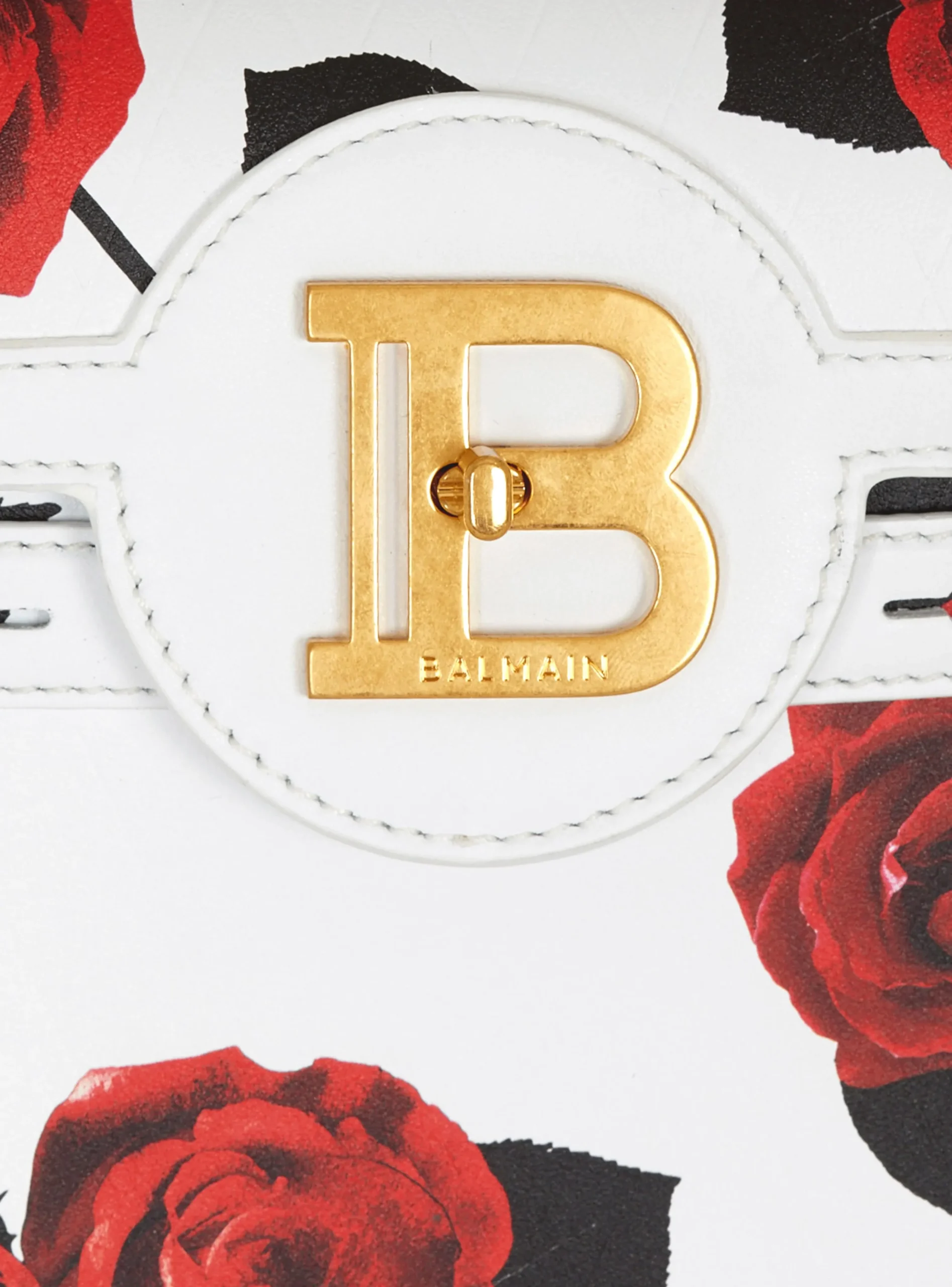 B-Buzz 23 Calfskin Bag With A Roses Print And Embossed Grid Motif-Balmain Flash Sale