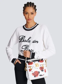 B-Buzz 23 Calfskin Bag With A Roses Print And Embossed Grid Motif-Balmain Flash Sale