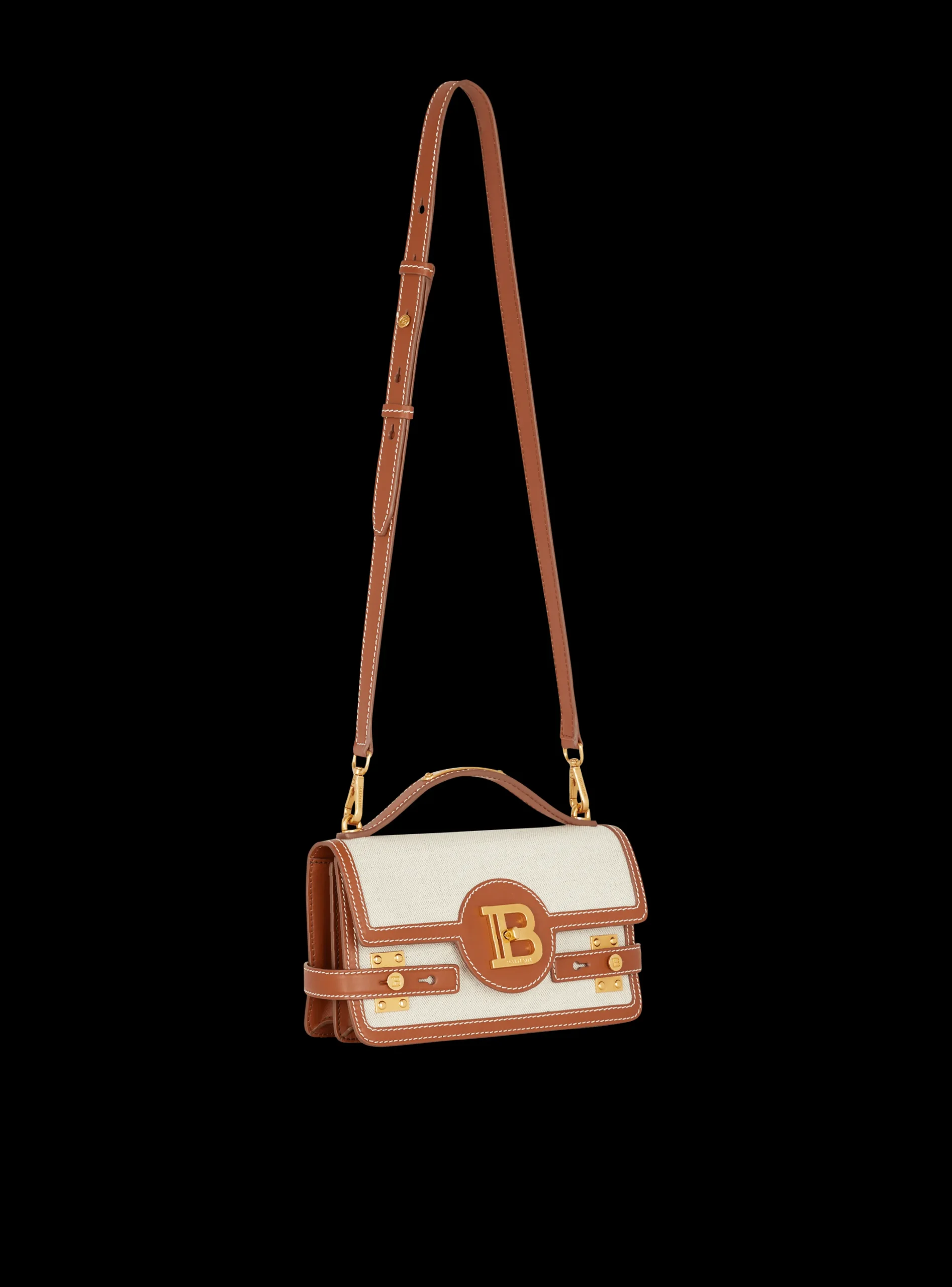 B-Buzz 24 Canvas And Leather Bag-Balmain Online