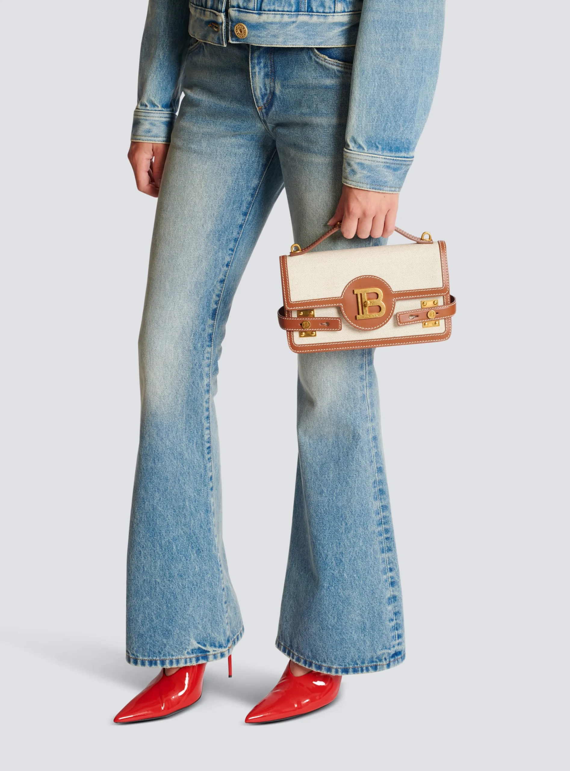 B-Buzz 24 Canvas And Leather Bag-Balmain Online
