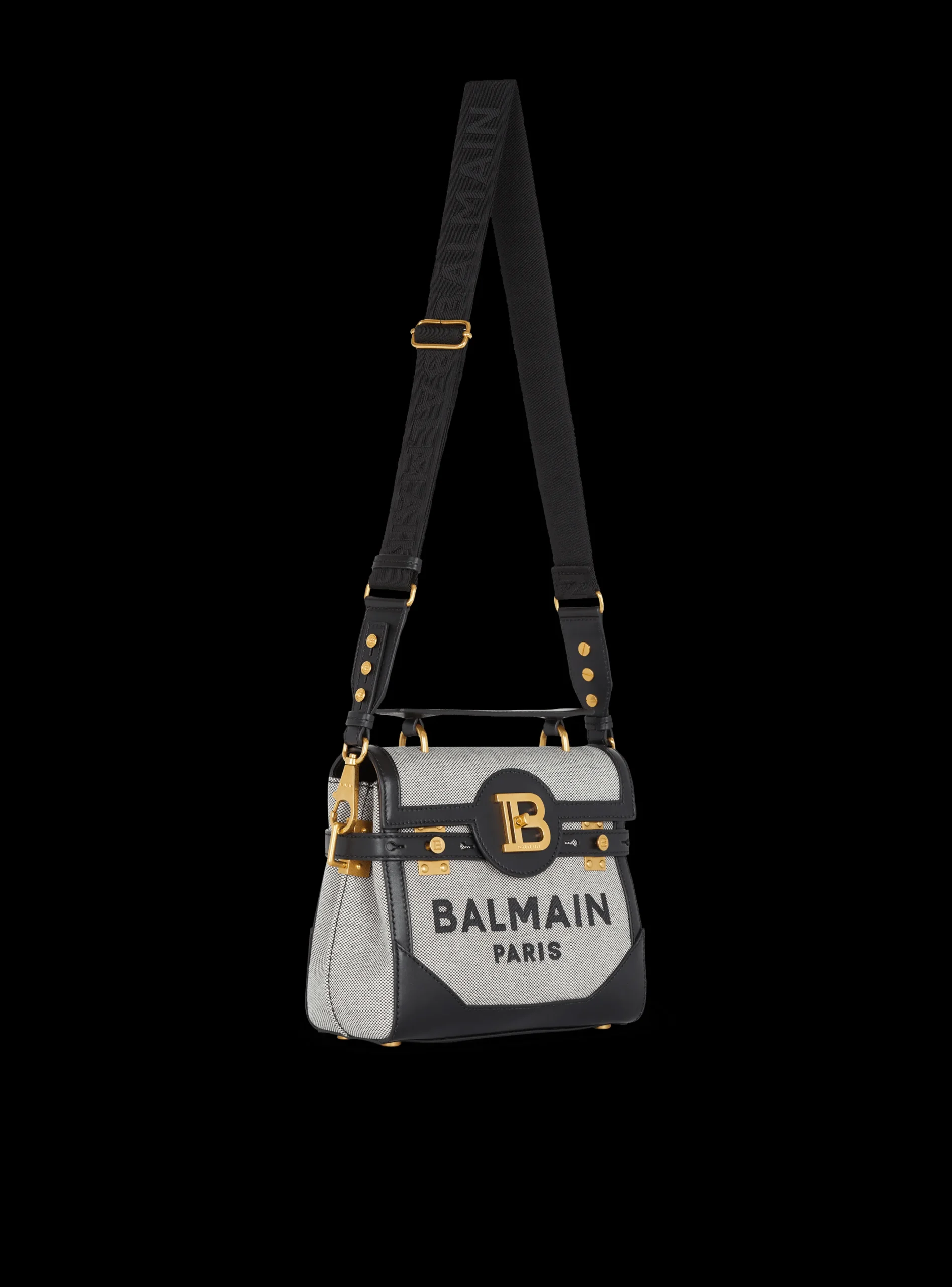 B-Buzz 23 Canvas And Leather Bag-Balmain Fashion