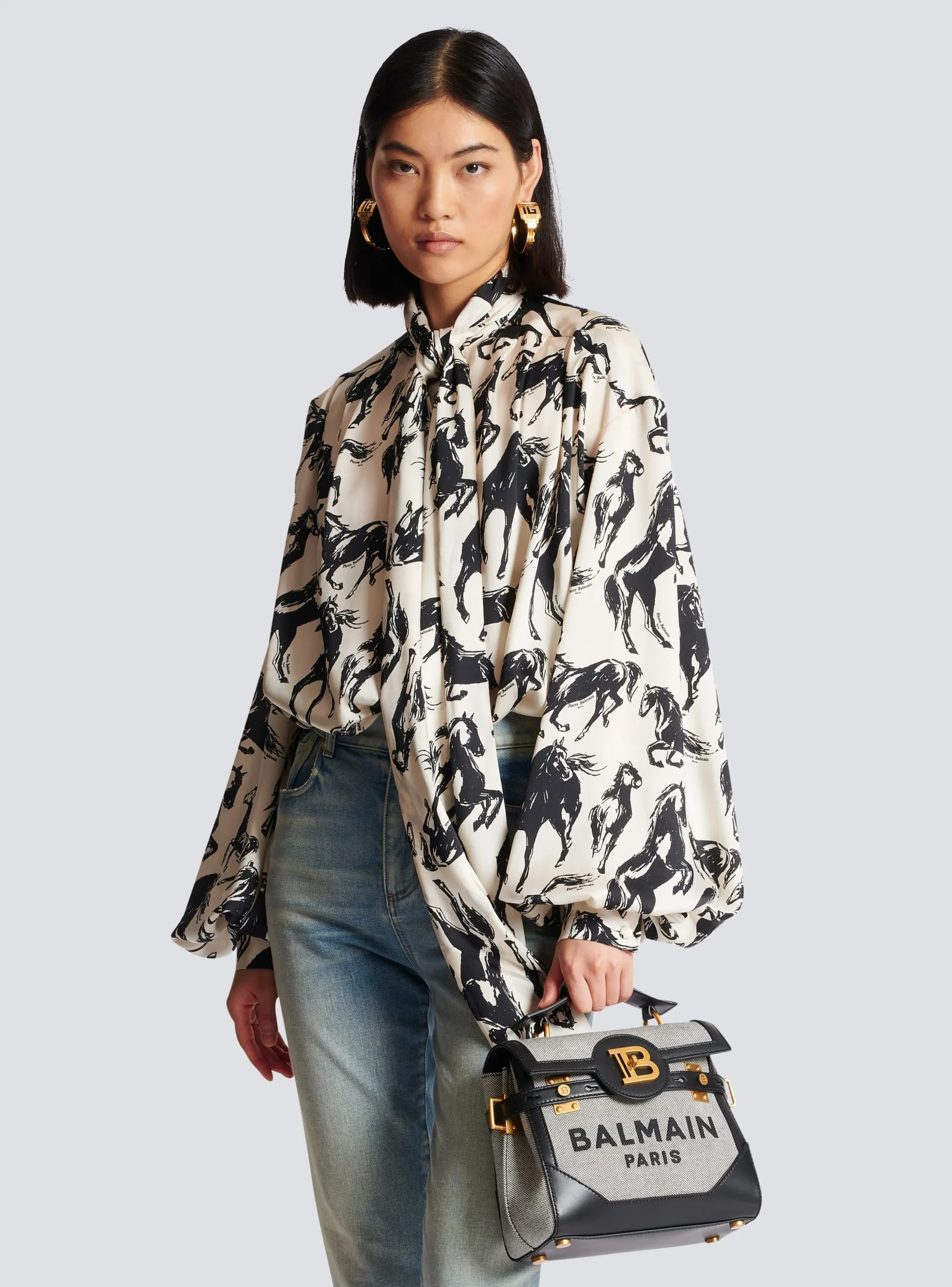 B-Buzz 23 Canvas And Leather Bag-Balmain Fashion