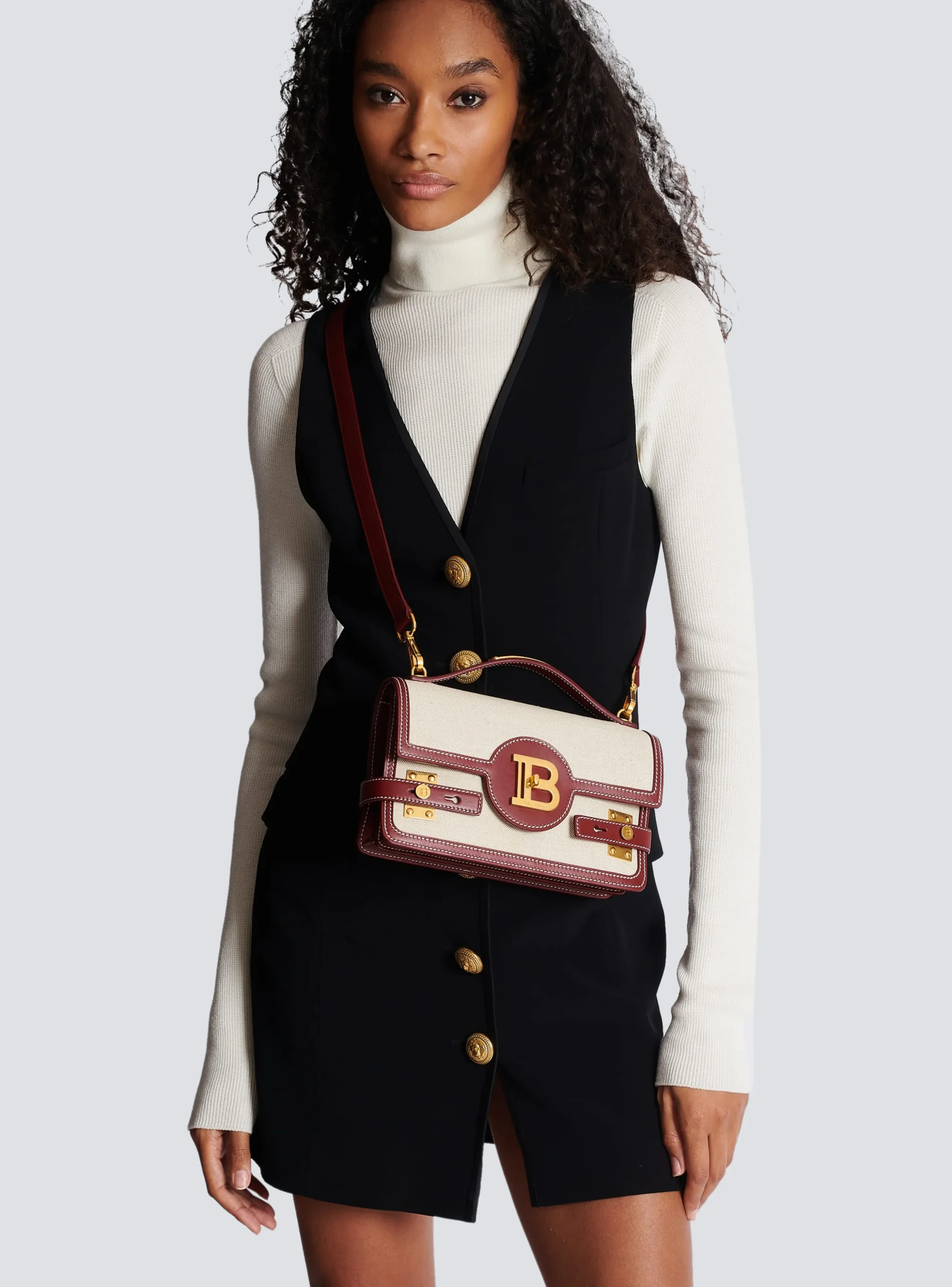 B-Buzz 24 Canvas And Leather Bag-Balmain Discount