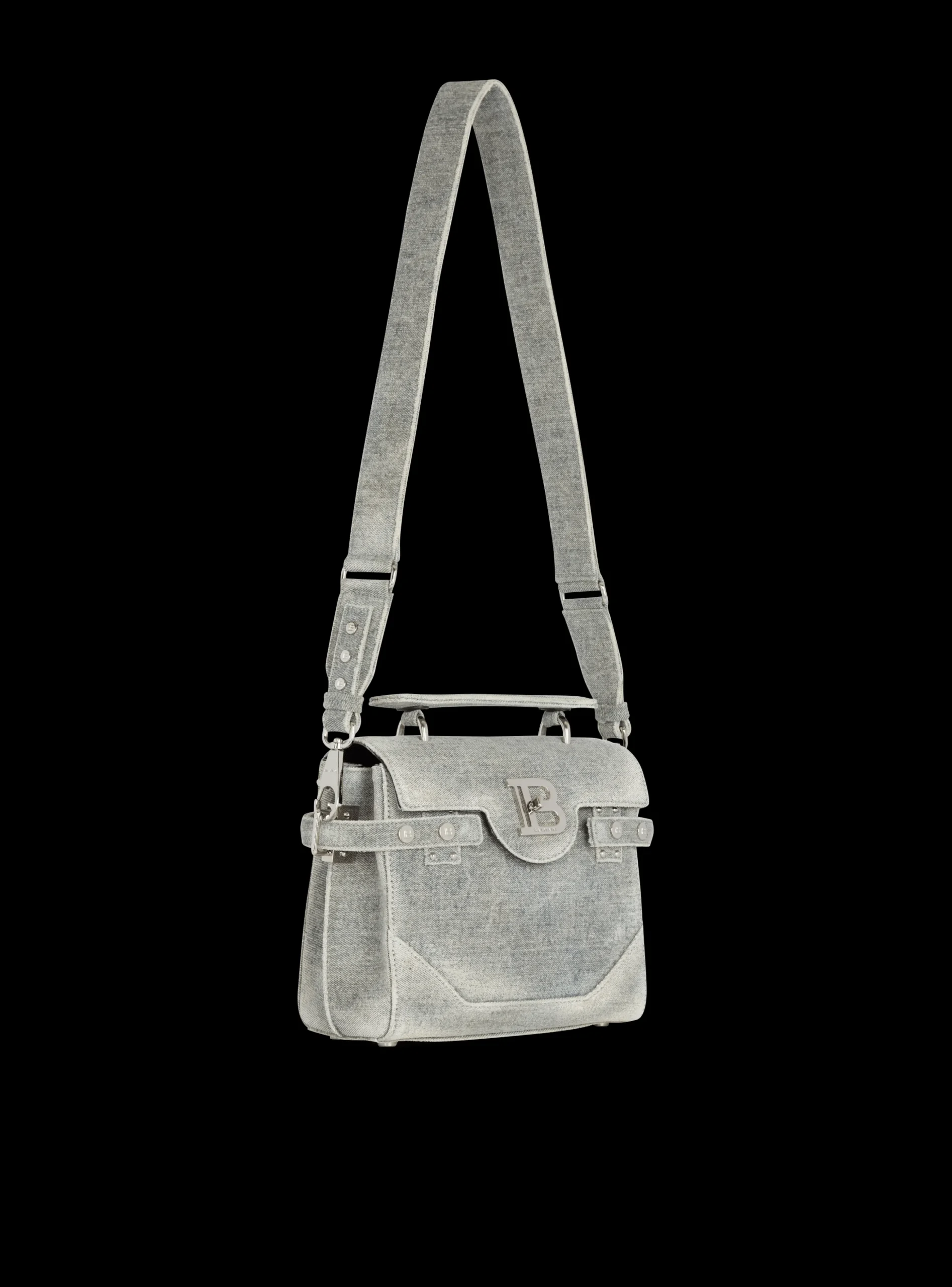 B-Buzz 23 Faded denim Bag-Balmain Sale