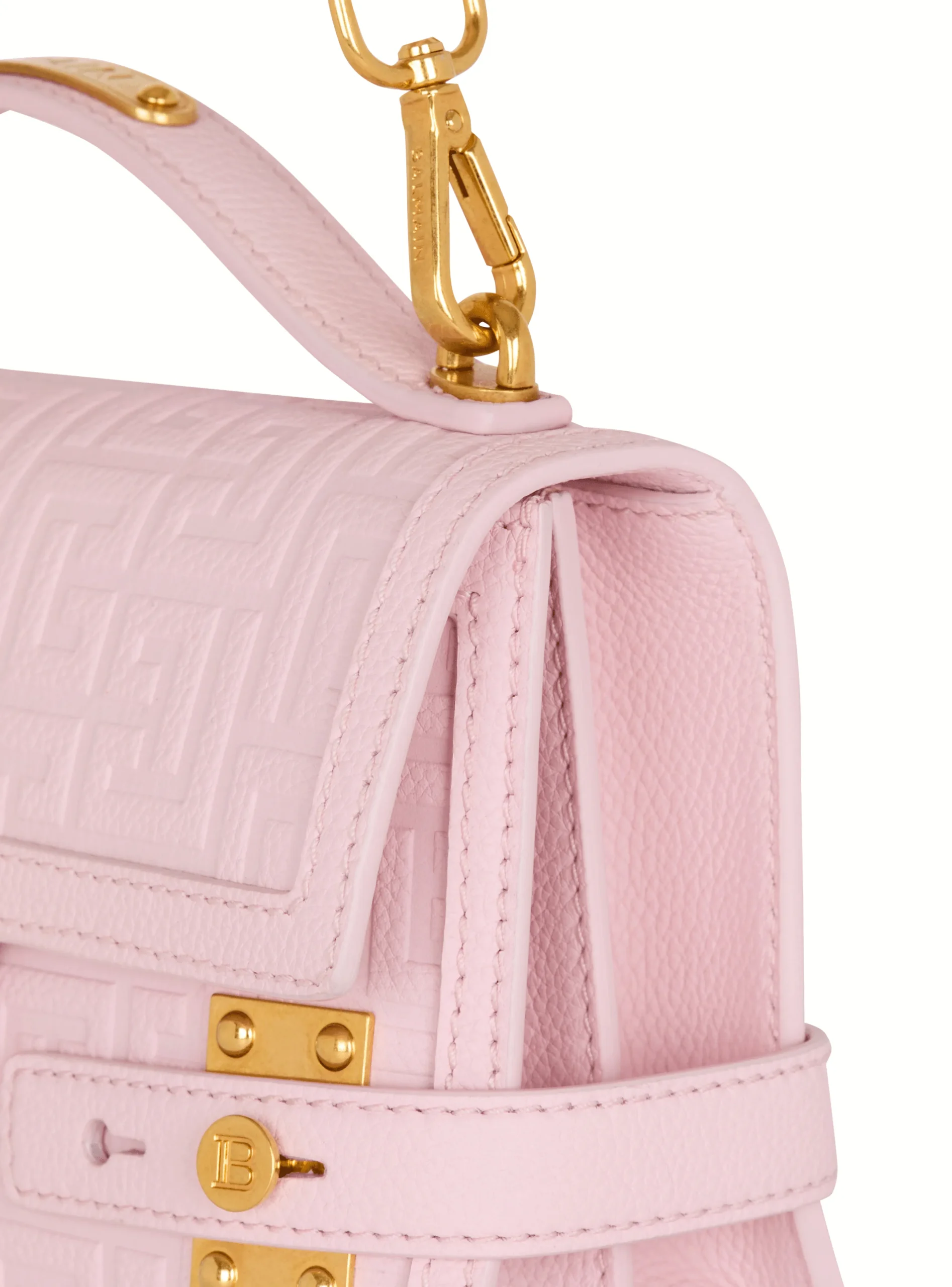 B-Buzz 24 Grained Monogram Leather Shoulder Bag-Balmain Shop