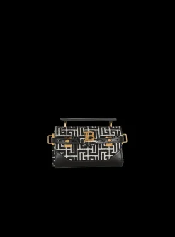 B-Buzz 19 Leather Bag With Jacquard Monogram-Balmain Hot