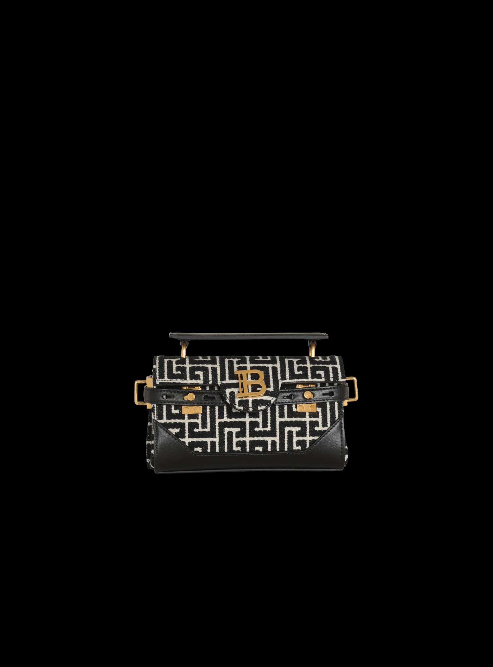 B-Buzz 19 Leather Bag With Jacquard Monogram-Balmain Hot