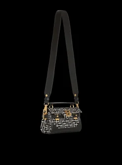 B-Buzz 19 Leather Bag With Jacquard Monogram-Balmain Hot