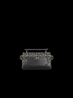 B-Buzz 19 Leather Bag With Jacquard Monogram-Balmain Hot