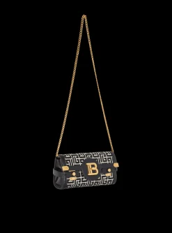 B-Buzz 23 Leather Clutch Bag With Jacquard Monogram-Balmain Shop