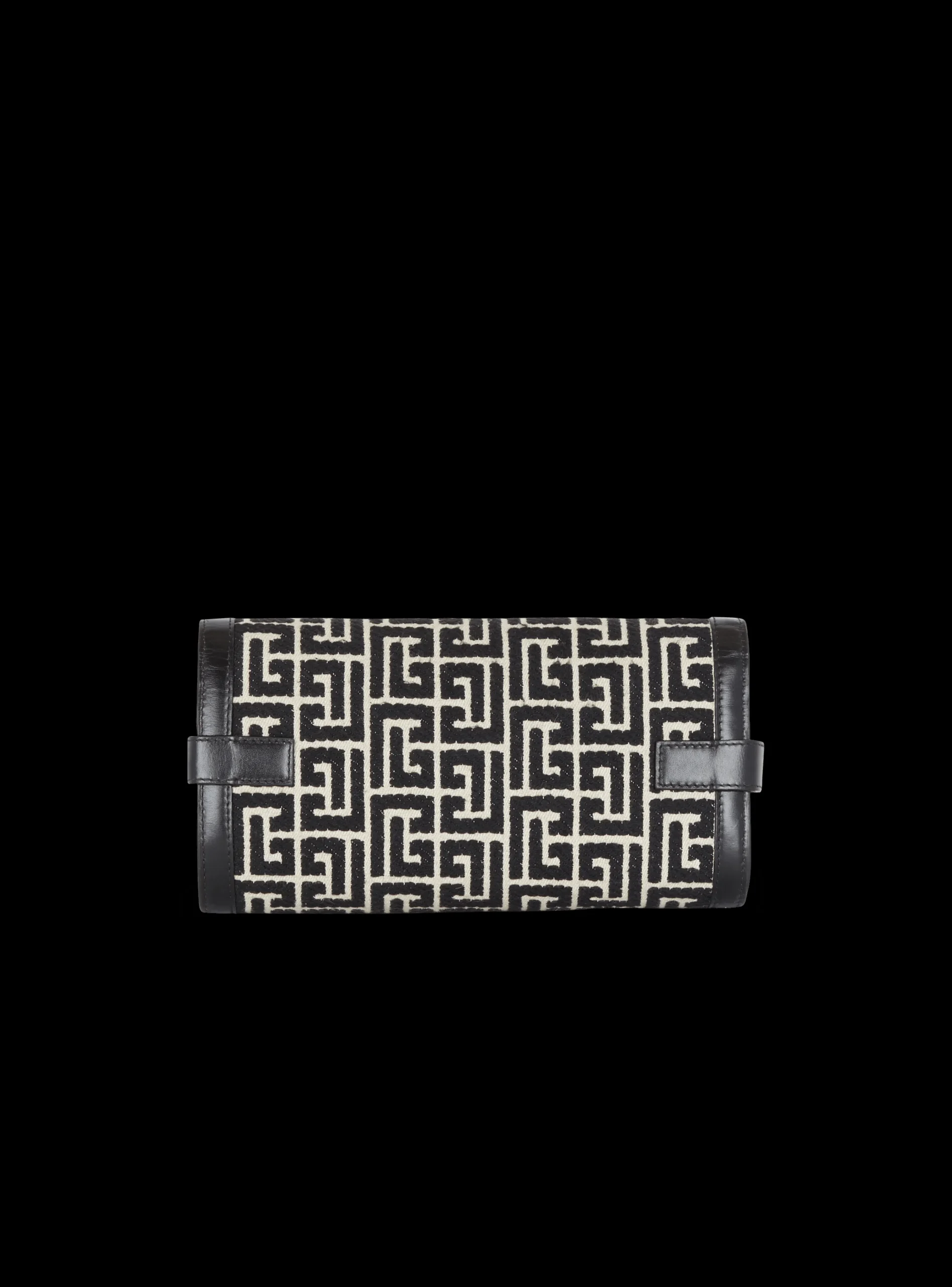 B-Buzz 23 Leather Clutch Bag With Jacquard Monogram-Balmain Shop