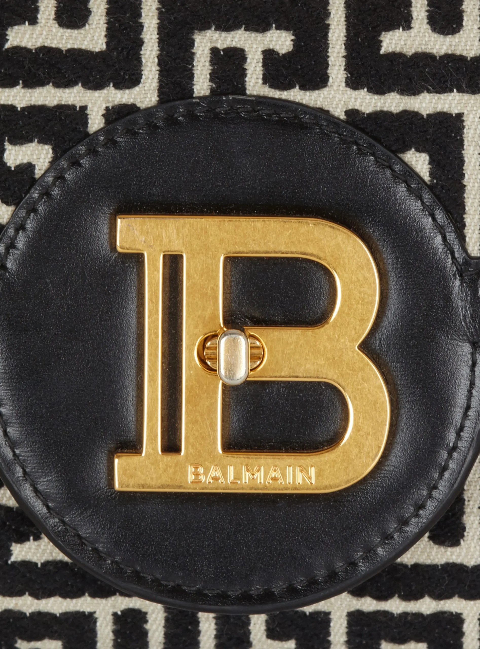 B-Buzz 23 Leather Clutch Bag With Jacquard Monogram-Balmain Shop
