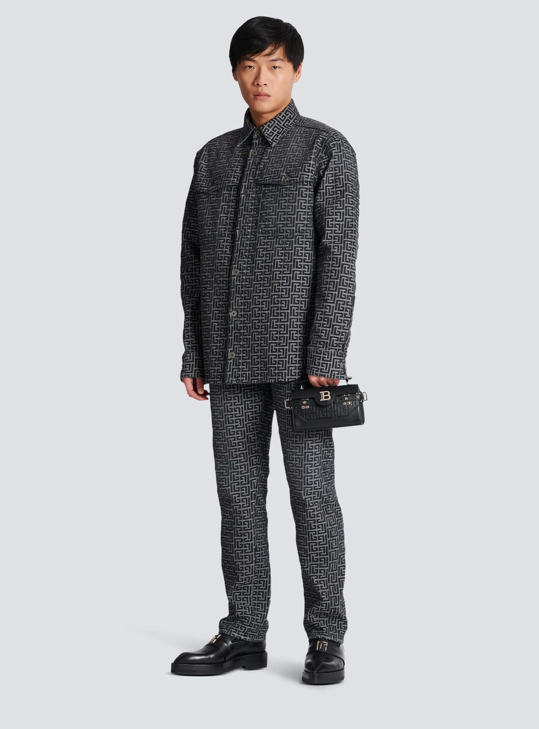 B-Buzz 19 Monogrammed Canvas And Leather Bag-Balmain Discount
