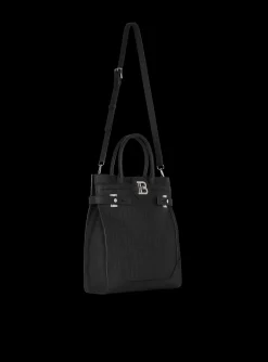B-Buzz 36 Monogrammed Canvas And Leather Tote Bag -Balmain Outlet