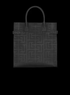 B-Buzz 36 Monogrammed Canvas And Leather Tote Bag -Balmain Outlet