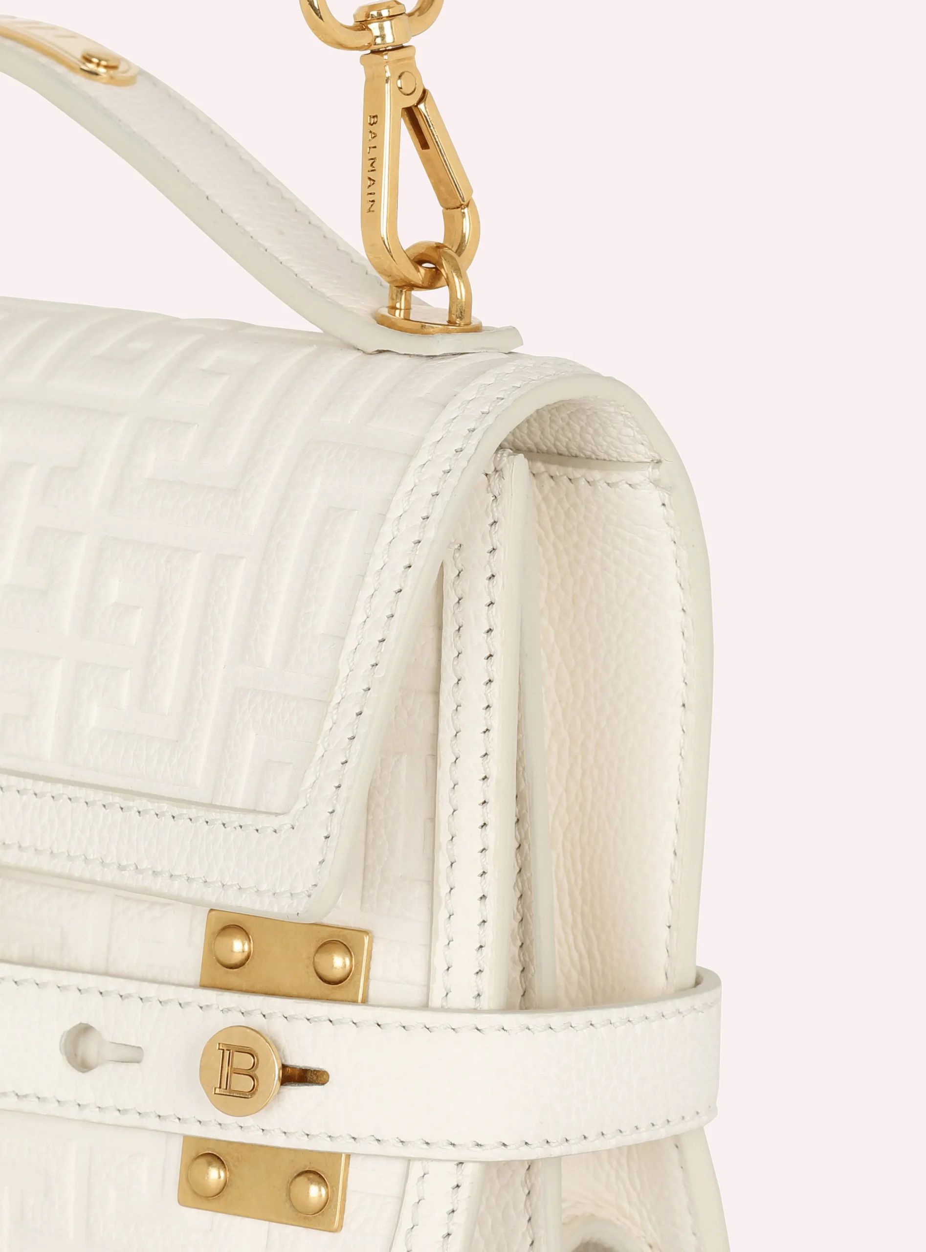 B-Buzz 24 Monogrammed Grained Leather Bag-Balmain Sale