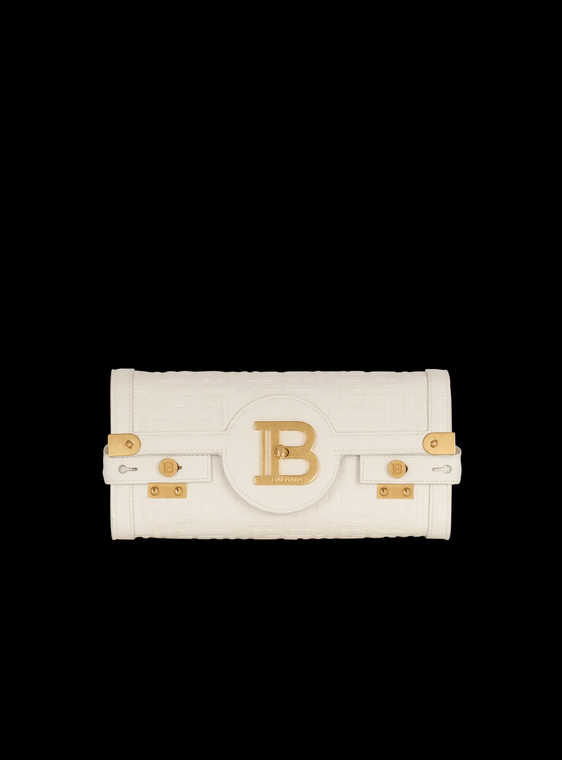 B-Buzz 23 Monogrammed Grained Leather Clutch-Balmain Clearance