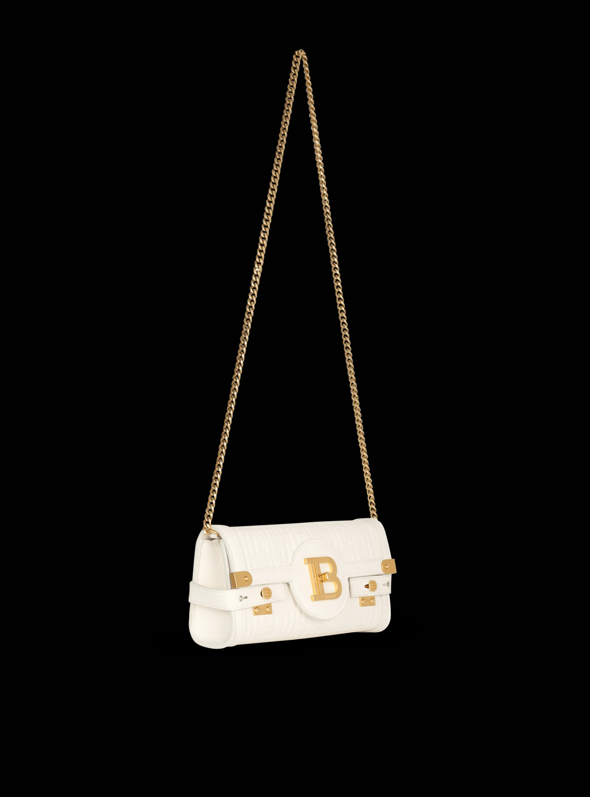 B-Buzz 23 Monogrammed Grained Leather Clutch-Balmain Clearance