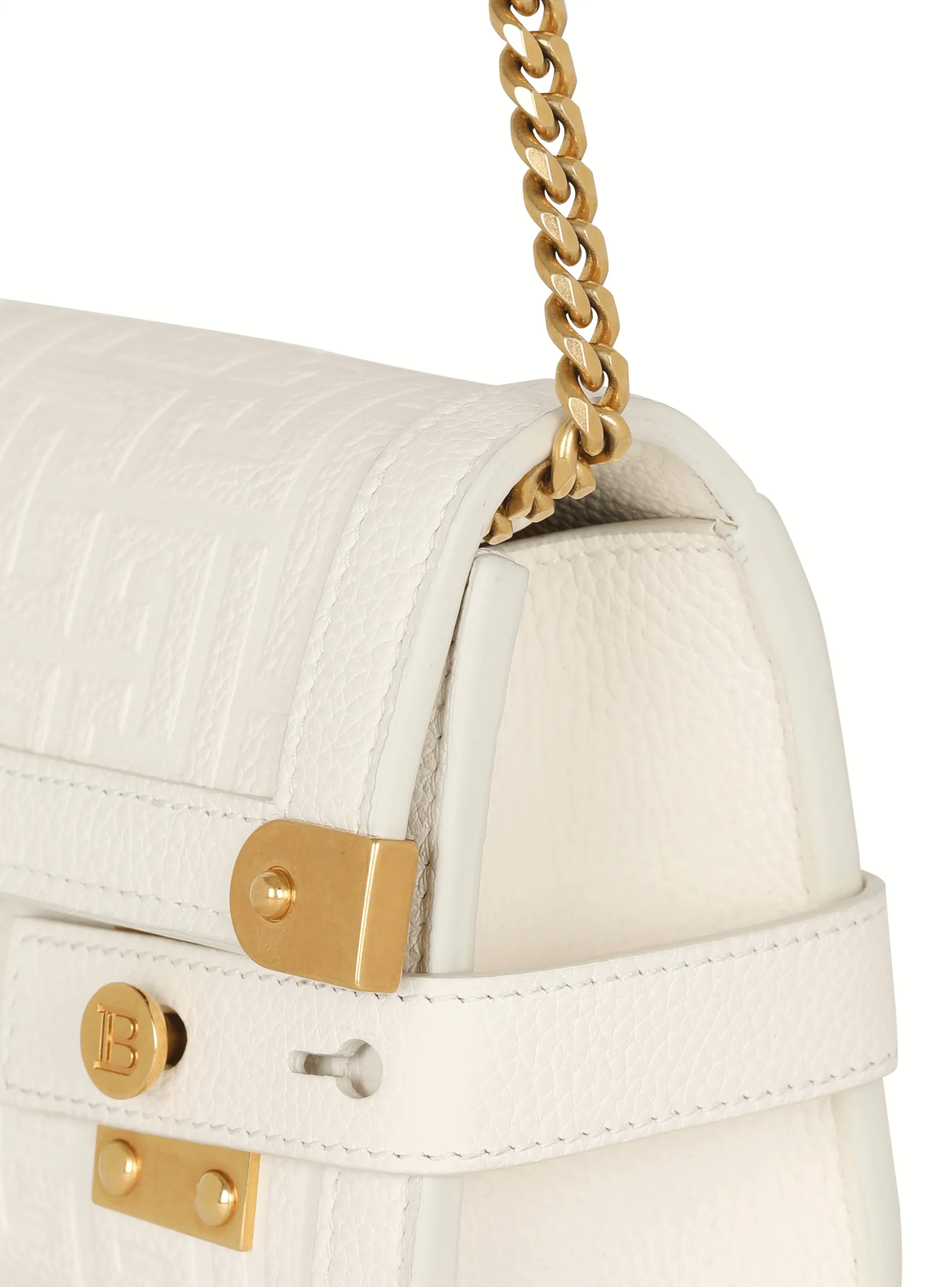 B-Buzz 23 Monogrammed Grained Leather Clutch-Balmain Clearance