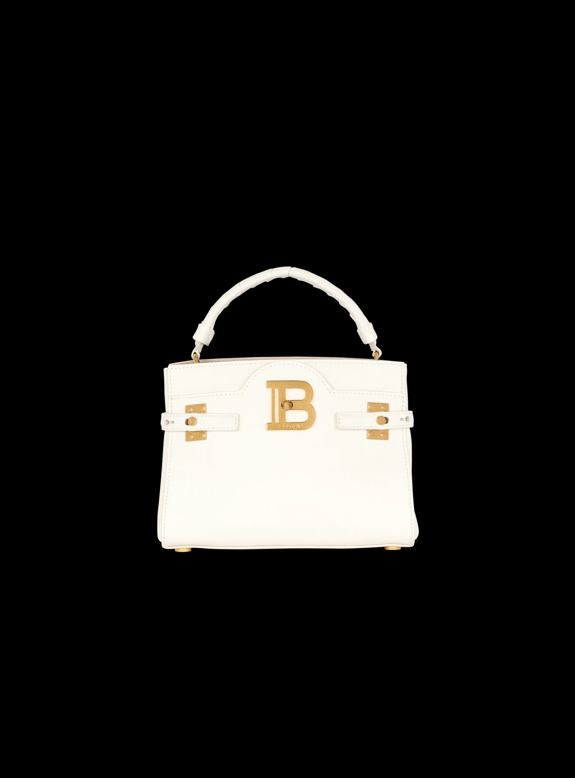B-Buzz 22 Monogrammed Top-handle Bag In Grained Leather-Balmain Best