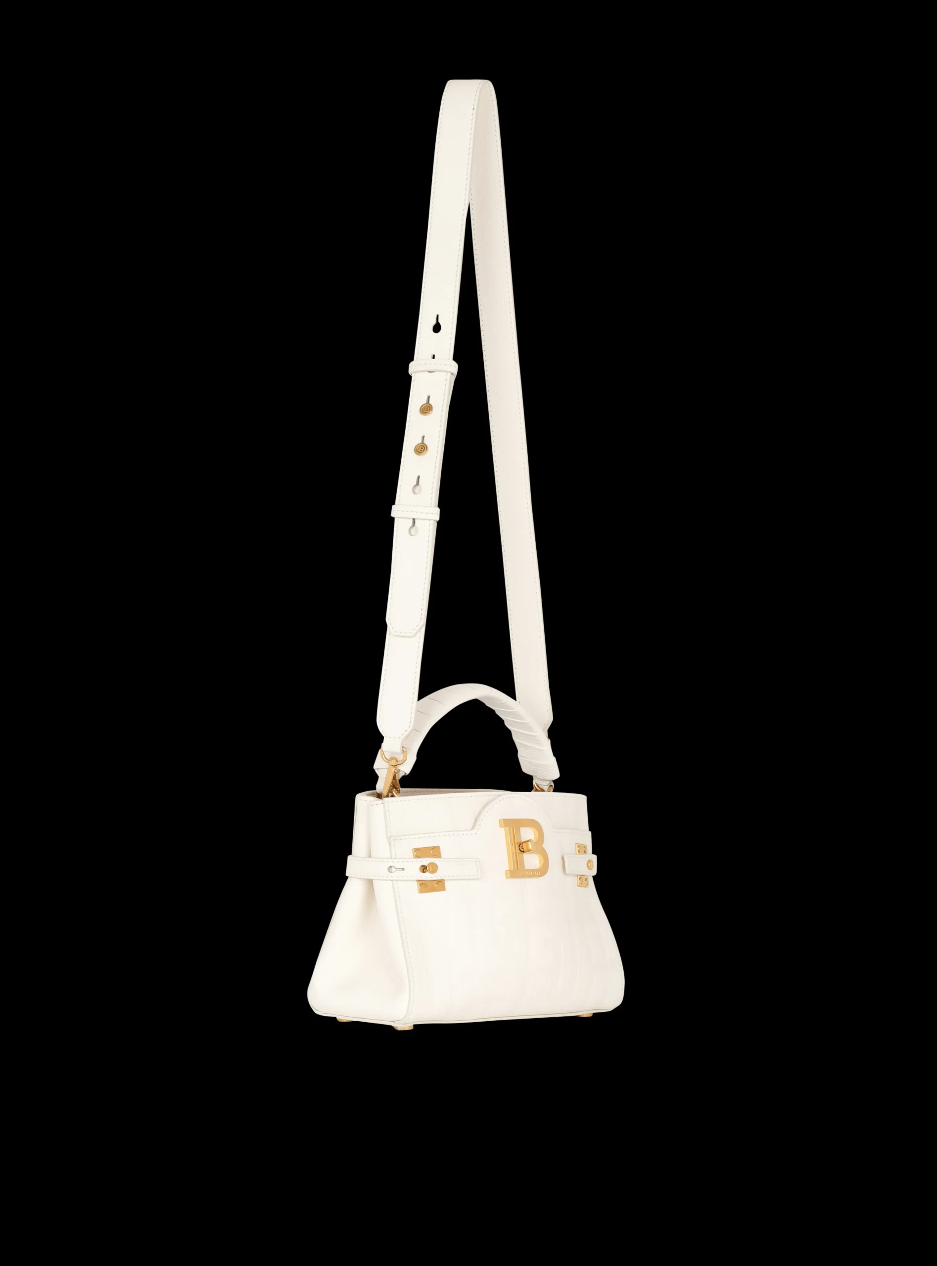 B-Buzz 22 Monogrammed Top-handle Bag In Grained Leather-Balmain Best