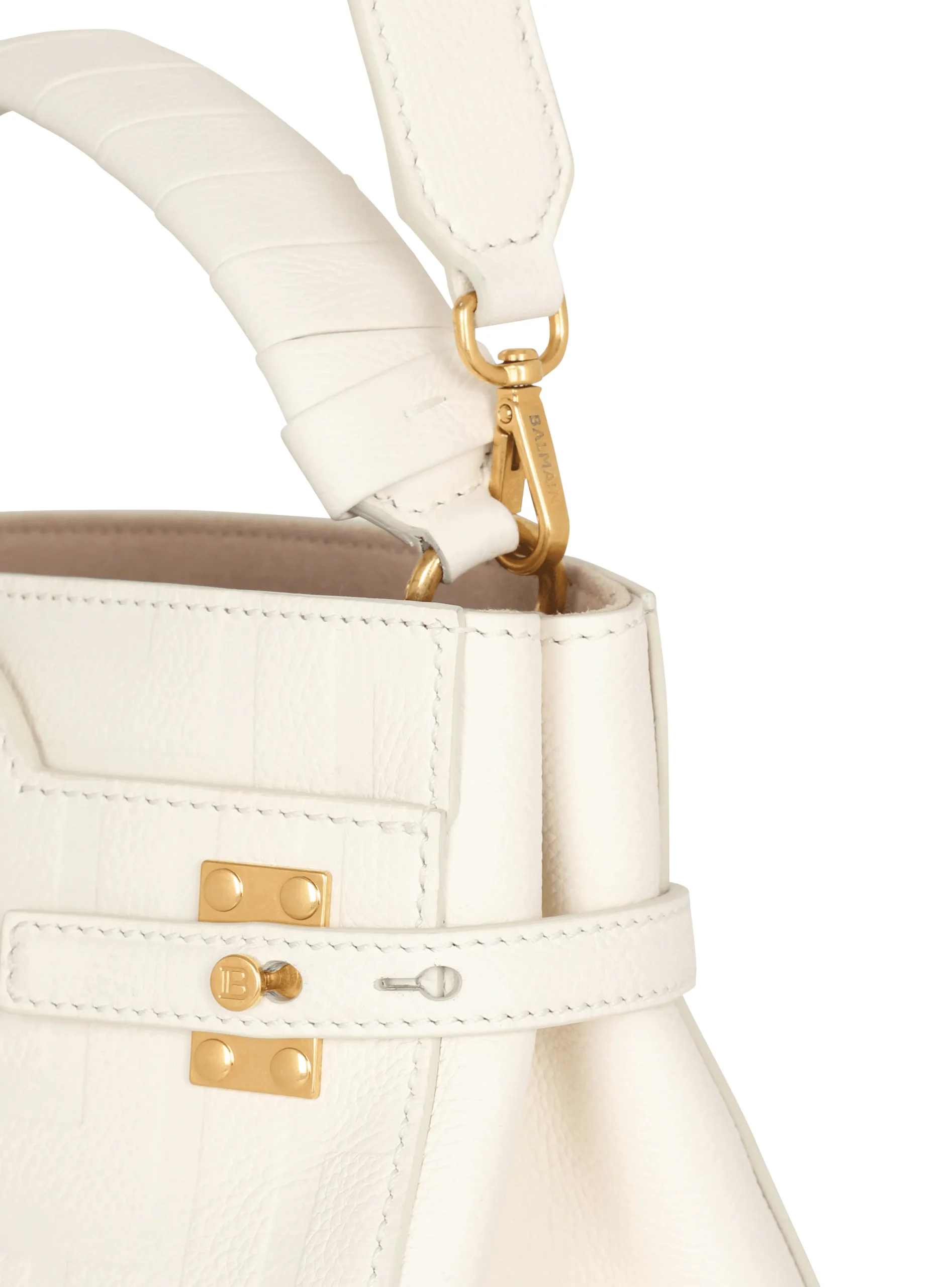 B-Buzz 22 Monogrammed Top-handle Bag In Grained Leather-Balmain Best