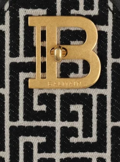 B-Buzz 22 Top Handle Bag In Leather With Jacquard Monogram-Balmain New