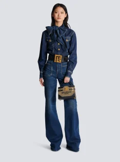 B-Buzz 22 Top-handle Bag In Canvas And Leather-Balmain Clearance