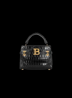 B-Buzz 22 Top-handle Bag In Crocodile-print Leather-Balmain Store