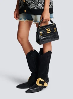 B-Buzz 22 Top-handle Bag In Crocodile-print Leather-Balmain Store