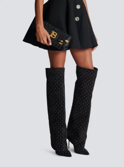 B-Buzz 23 Velvet And Crystal Clutch-Balmain Store