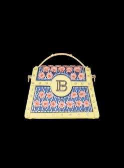 B-Buzz Dynasty Bag Embroidered With Grid And Roses-Balmain Online