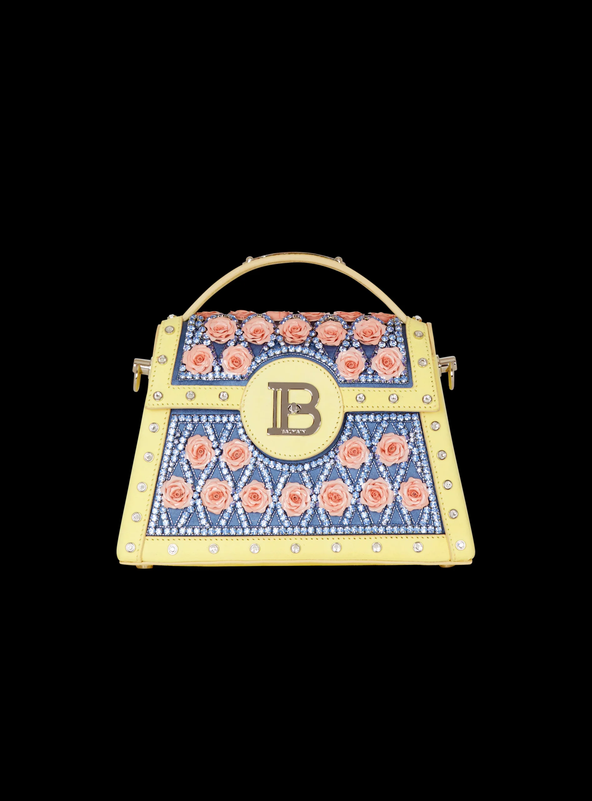 B-Buzz Dynasty Bag Embroidered With Grid And Roses-Balmain Online