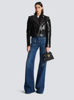 B-Buzz Dynasty Bag In Crocodile-print Leather-Balmain Hot