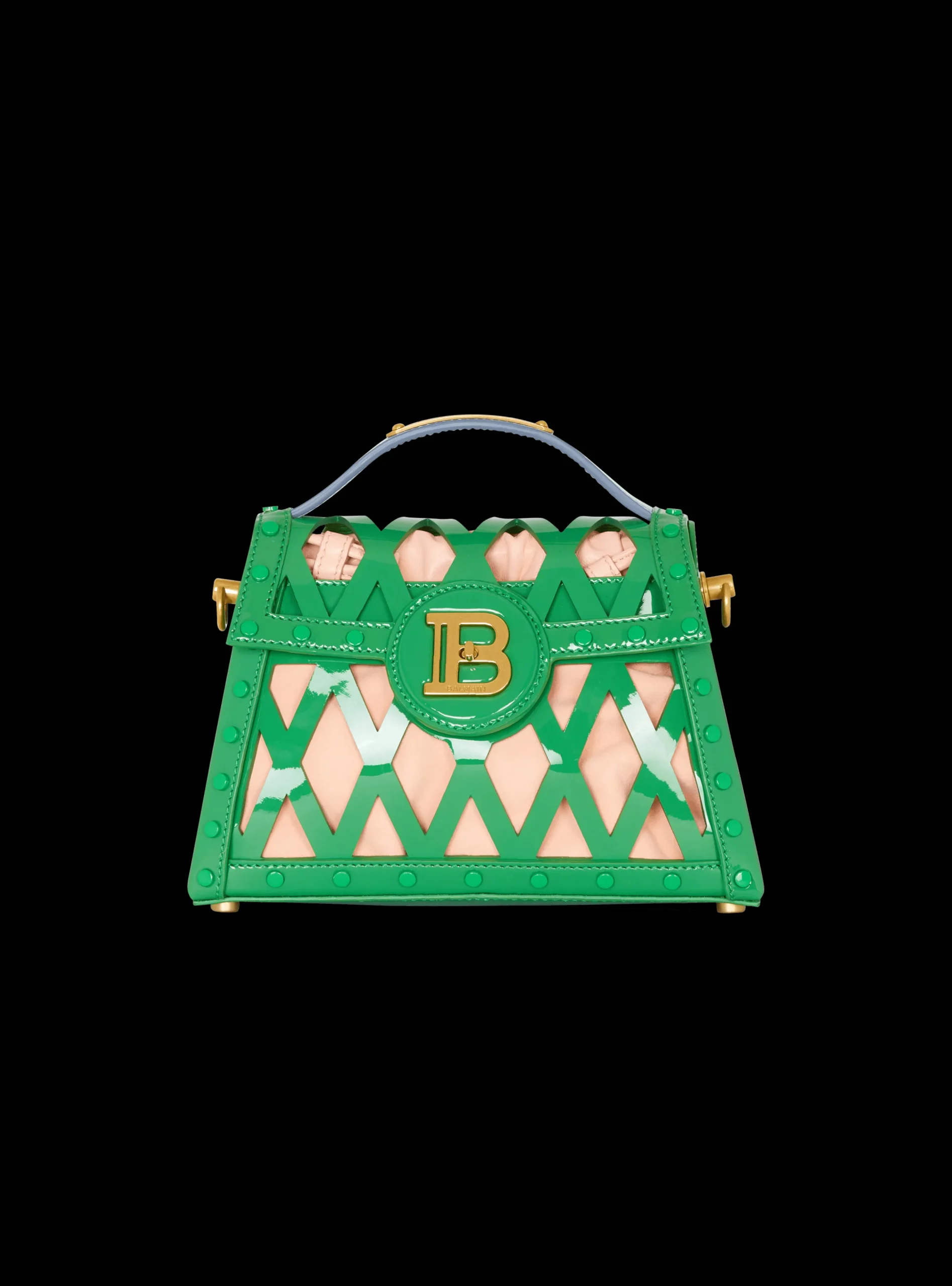 B-Buzz Dynasty Bag In Patent Leather With An Openwork Grid Motif-Balmain New