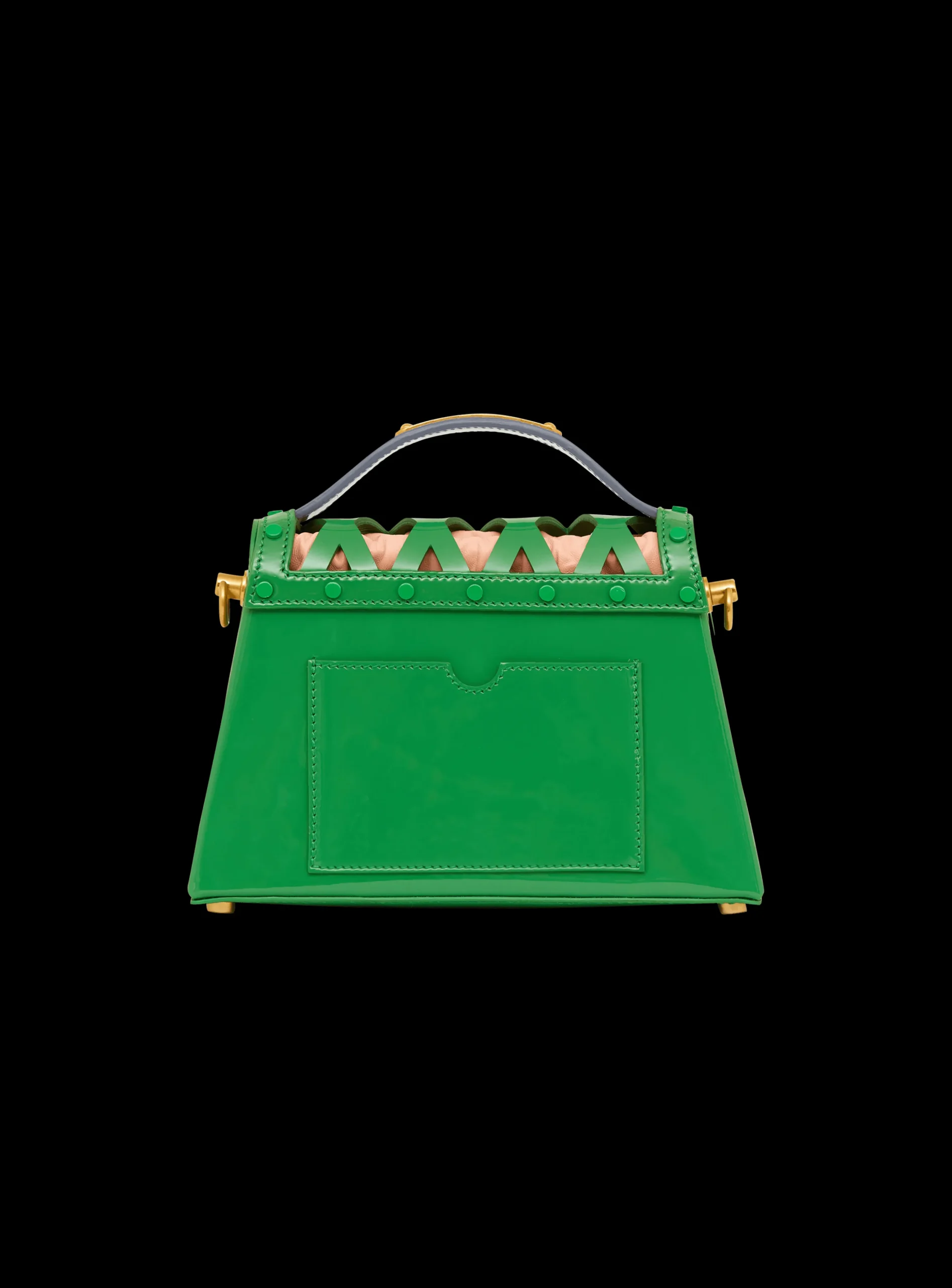 B-Buzz Dynasty Bag In Patent Leather With An Openwork Grid Motif-Balmain New