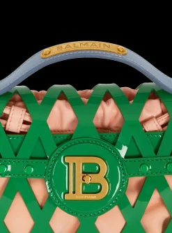 B-Buzz Dynasty Bag In Patent Leather With An Openwork Grid Motif-Balmain New