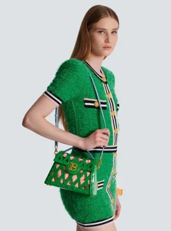 B-Buzz Dynasty Bag In Patent Leather With An Openwork Grid Motif-Balmain New