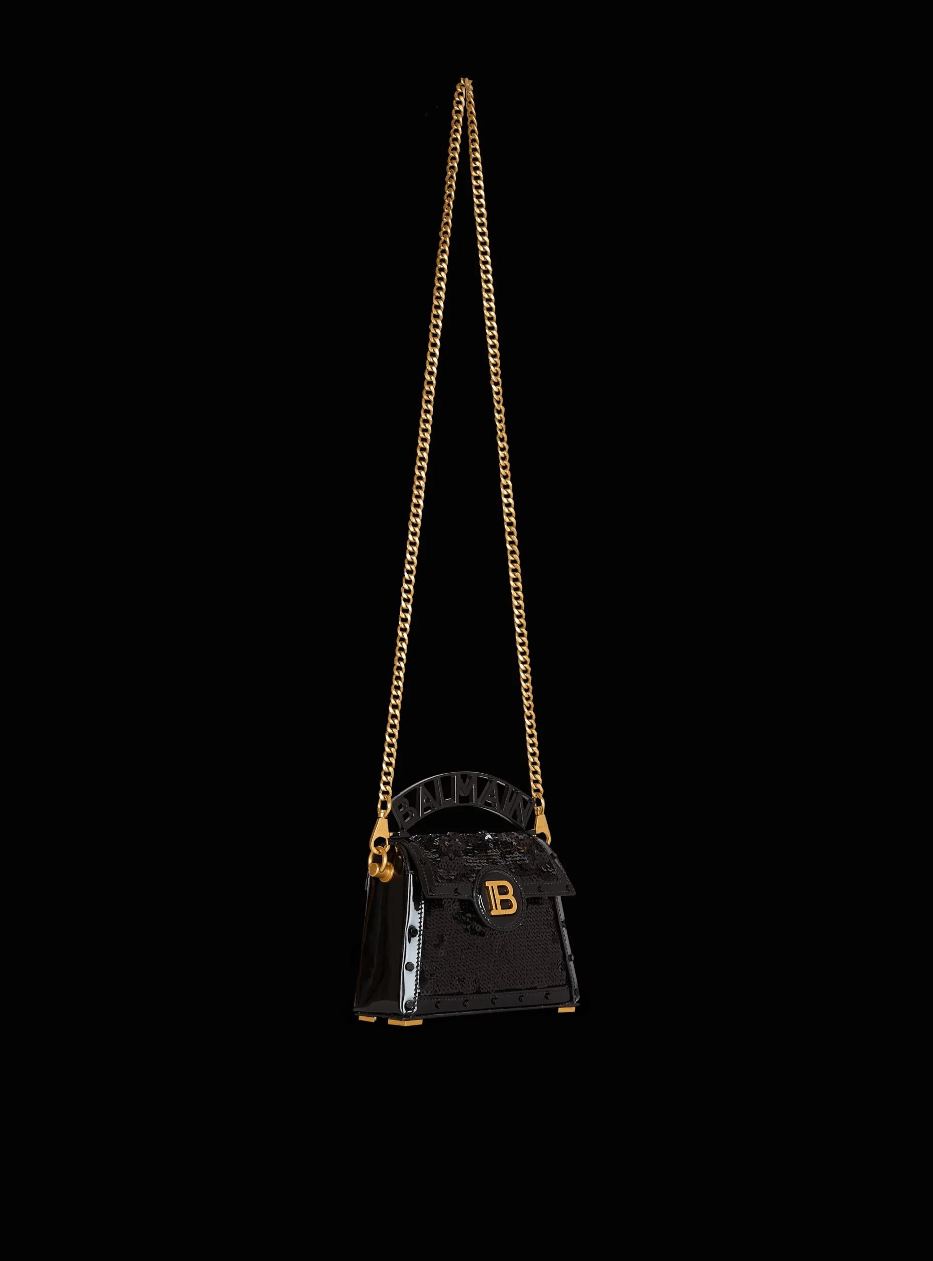 B-Buzz Dynasty Small Bag In Patent Leather And Sequins-Balmain Online