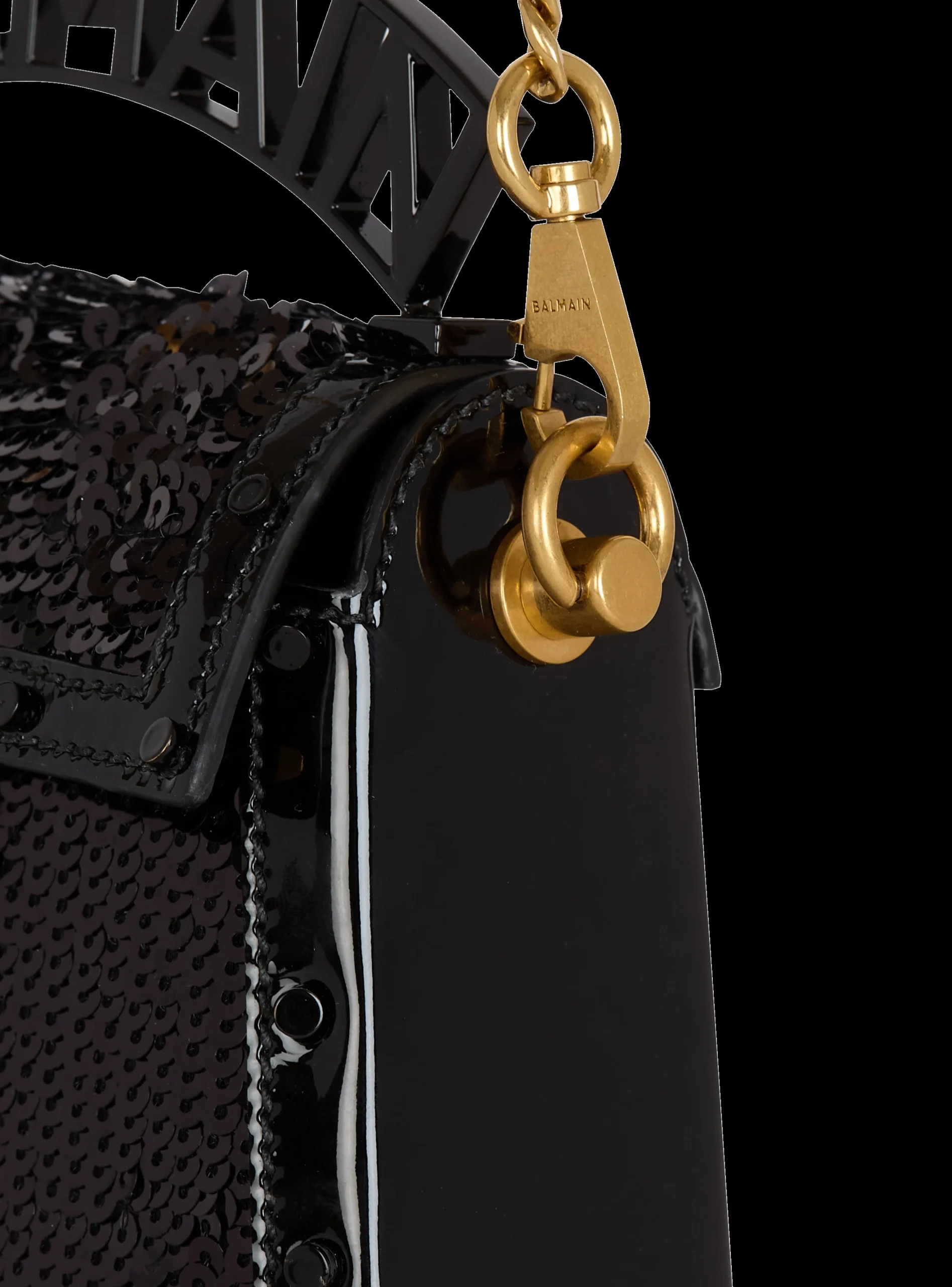 B-Buzz Dynasty Small Bag In Patent Leather And Sequins-Balmain Online