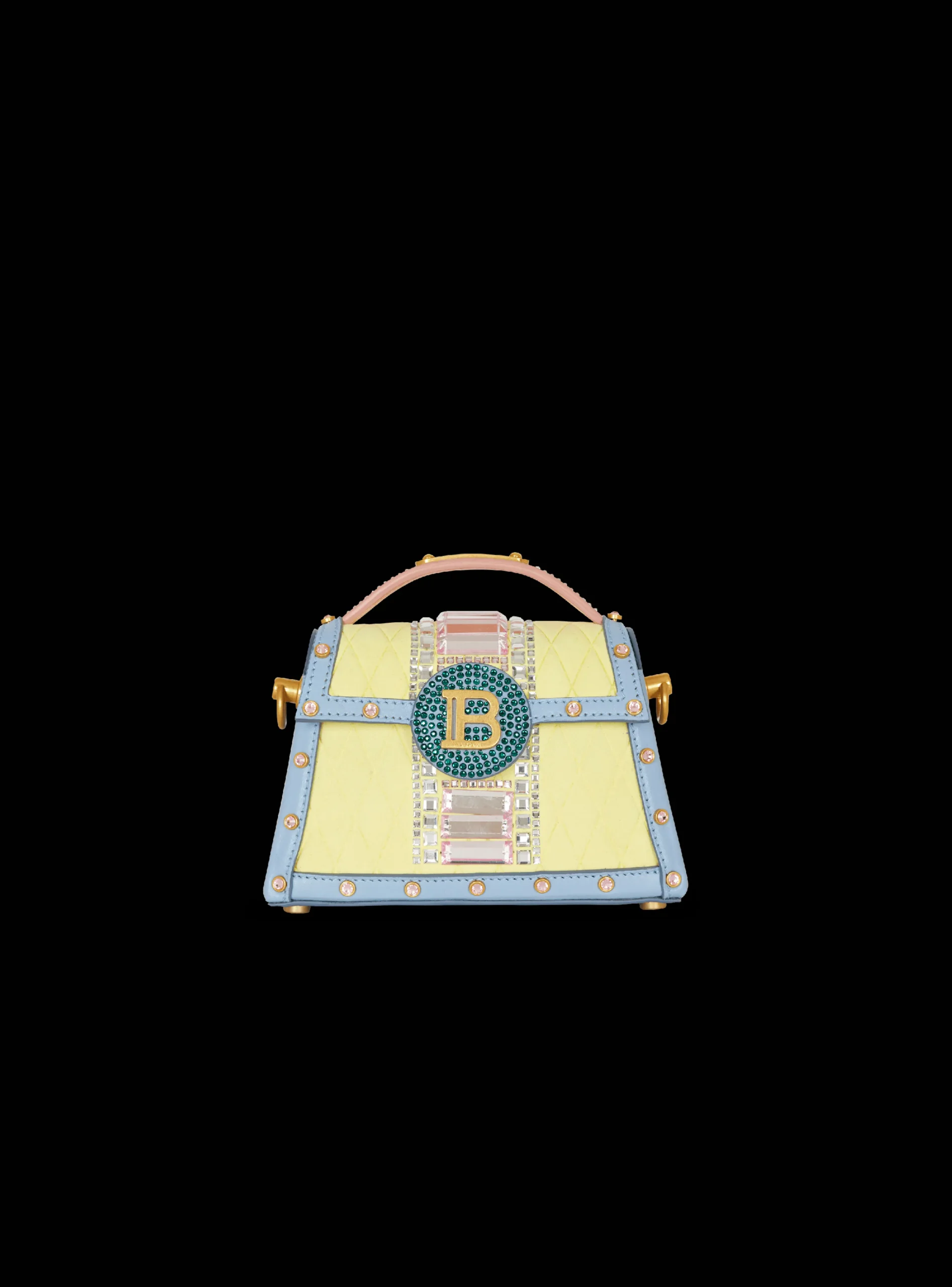 B-Buzz Dynasty Small Suede Bag With Embossed Grid Motif And Embroidery-Balmain Discount