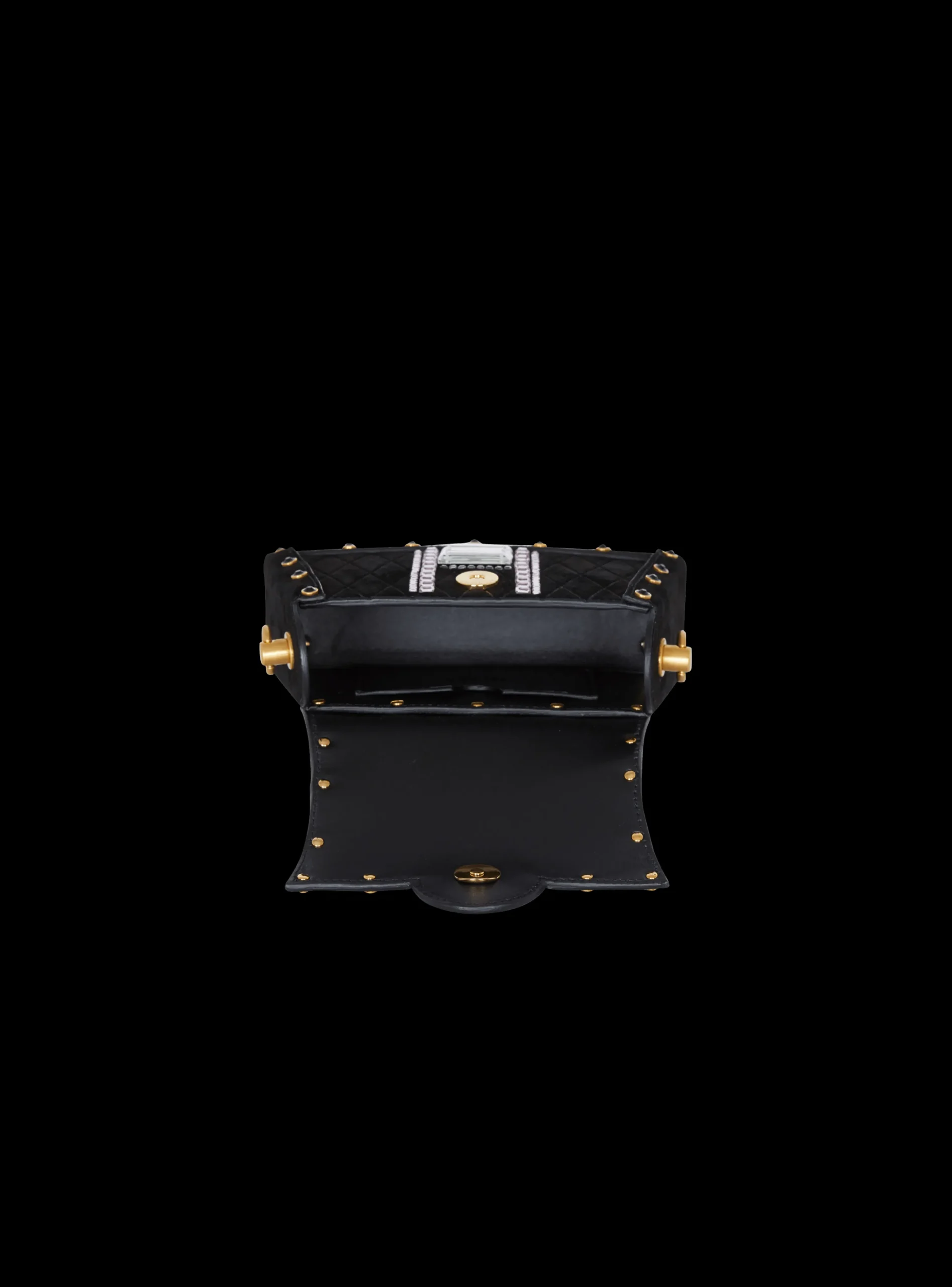 B-Buzz Dynasty Small Suede Bag With Embossed Grid Motif And Embroidery-Balmain New
