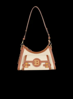 B-Buzz Hobo Bag In Leather And Canvas-Balmain Store