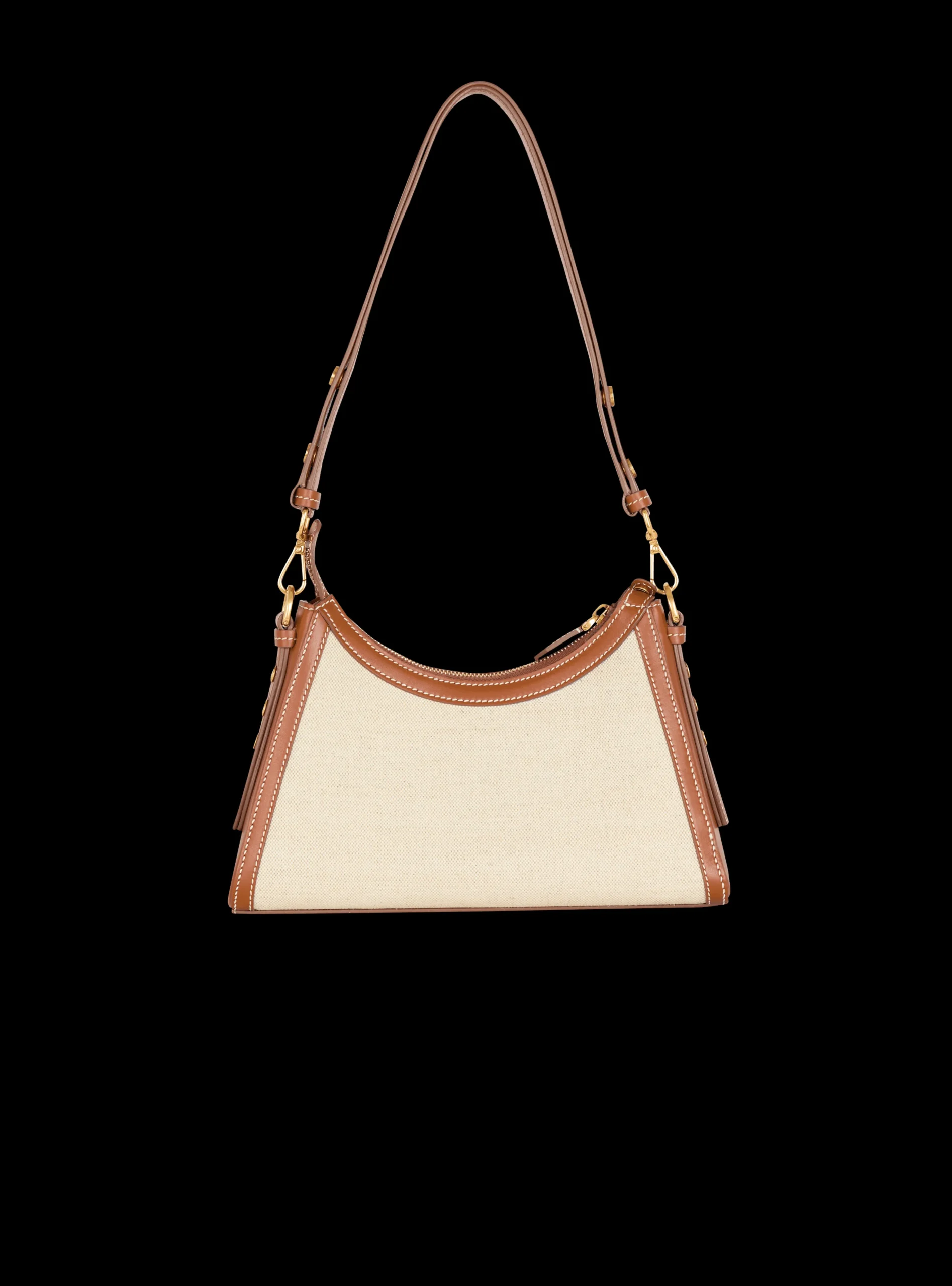 B-Buzz Hobo Bag In Leather And Canvas-Balmain Store