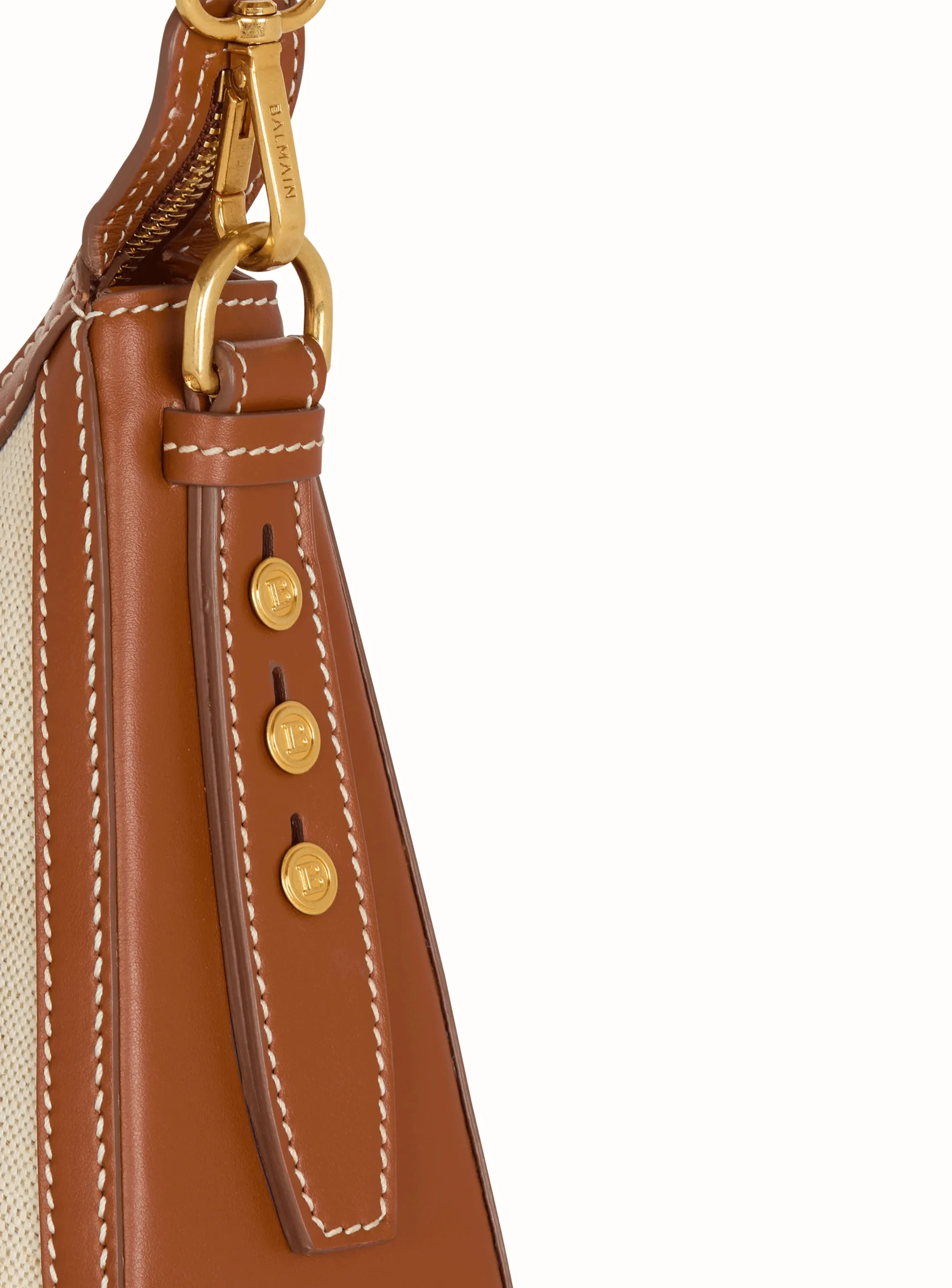 B-Buzz Hobo Bag In Leather And Canvas-Balmain Store