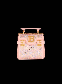 B-Buzz Mini 12 Bag In Suede And Rhinestones-Balmain Best