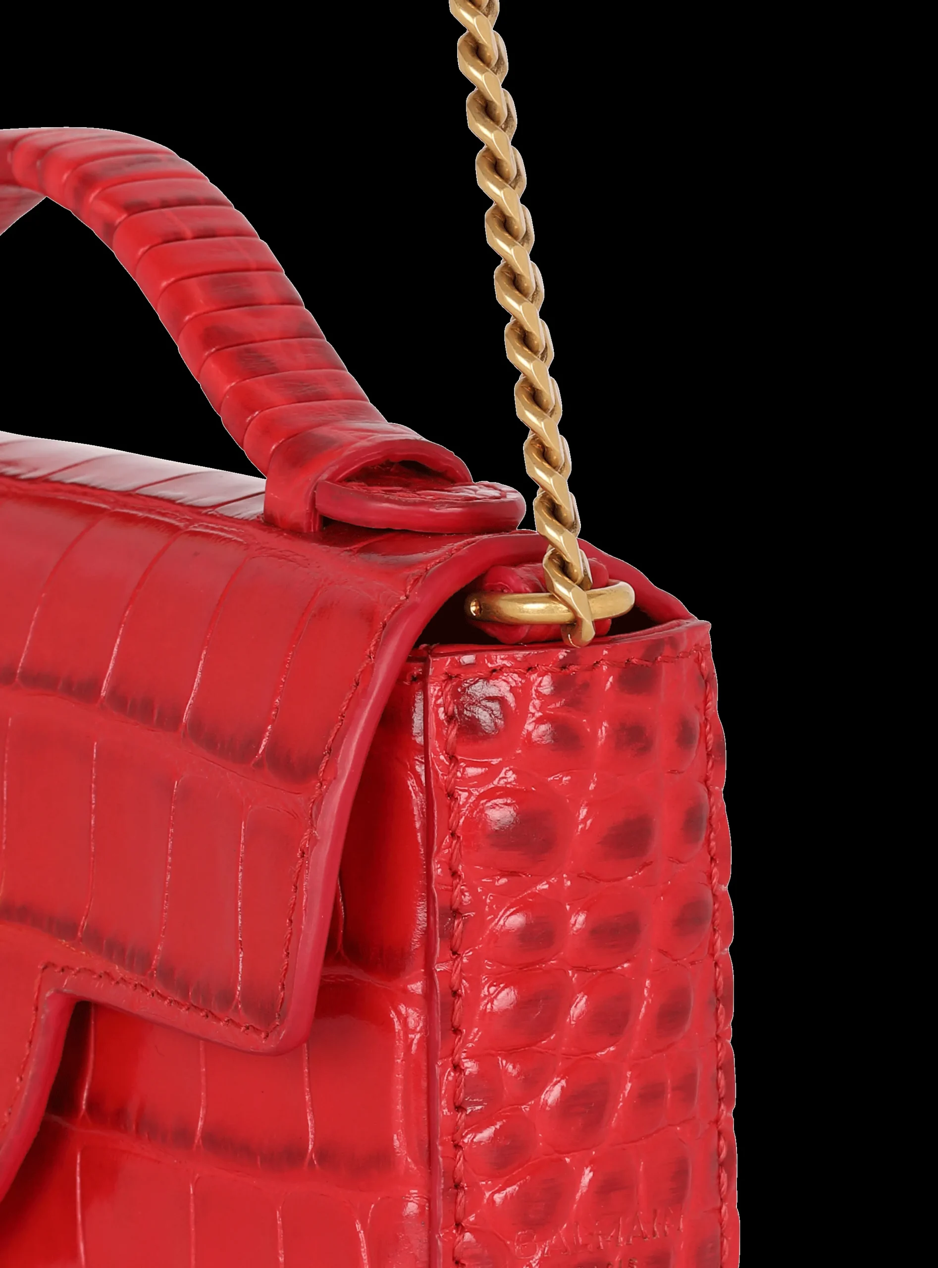 B-Buzz Mini Bag In Crocodile-print Leather-Balmain Cheap