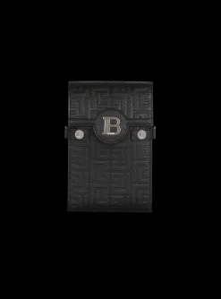 B-Buzz Monogrammed Canvas And Leather Smartphone Pouch -Balmain Store